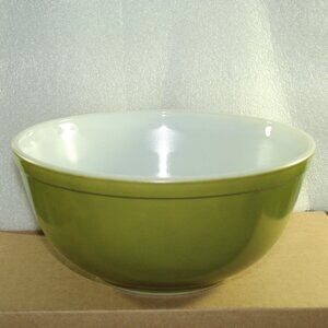 Vintage Pyrex Avocado Olive Green Nesting Mixing Bowl #403 2 1/2 QT Kitchen